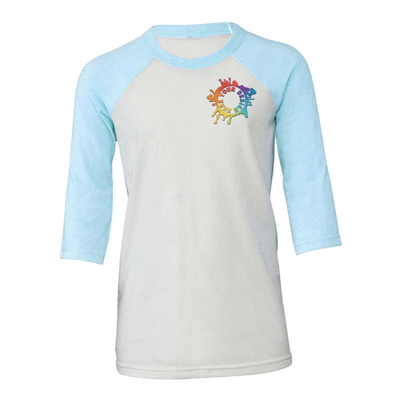 Bella + Canvas Youth 3/4-Sleeve Baseball Raglan T-Shirt Embroidery - Mato & Hash