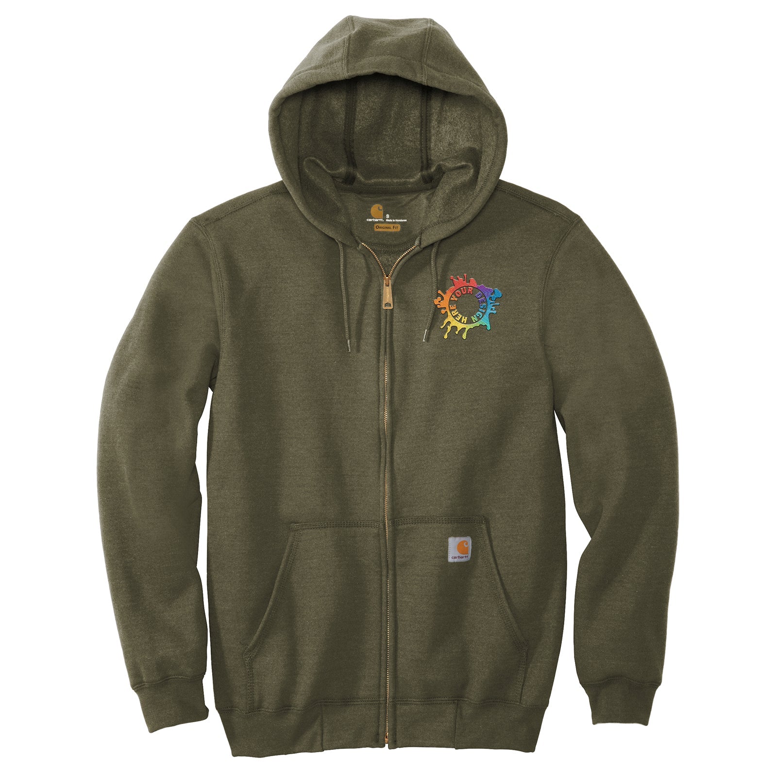 Carhartt Men's Cotton/Polyester Midweight Hooded Zip-Front Sweatshirt Embroidery - Mato & Hash