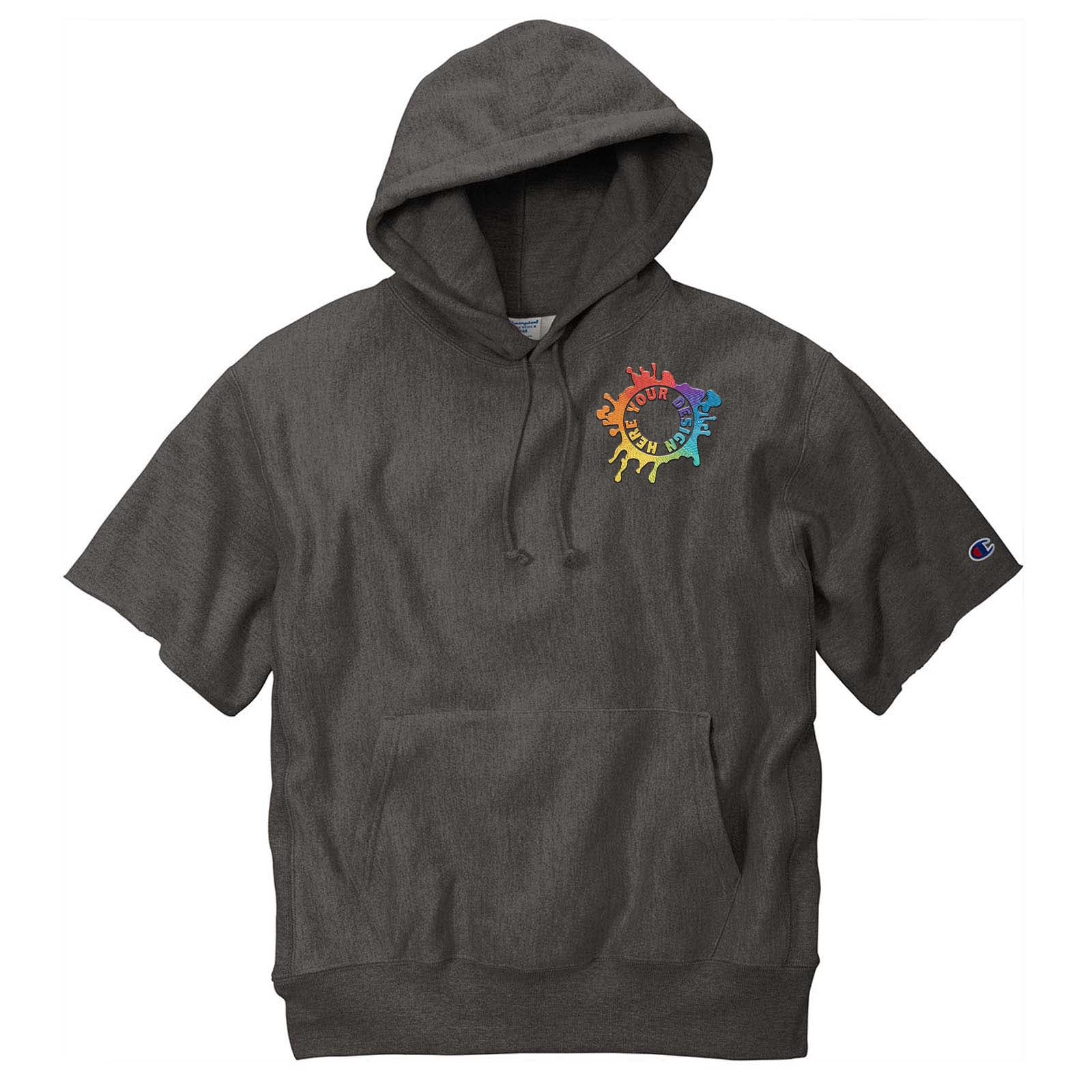 Champion ® Reverse Weave ® Short Sleeve Hooded Sweatshirt Embroidery - Mato & Hash
