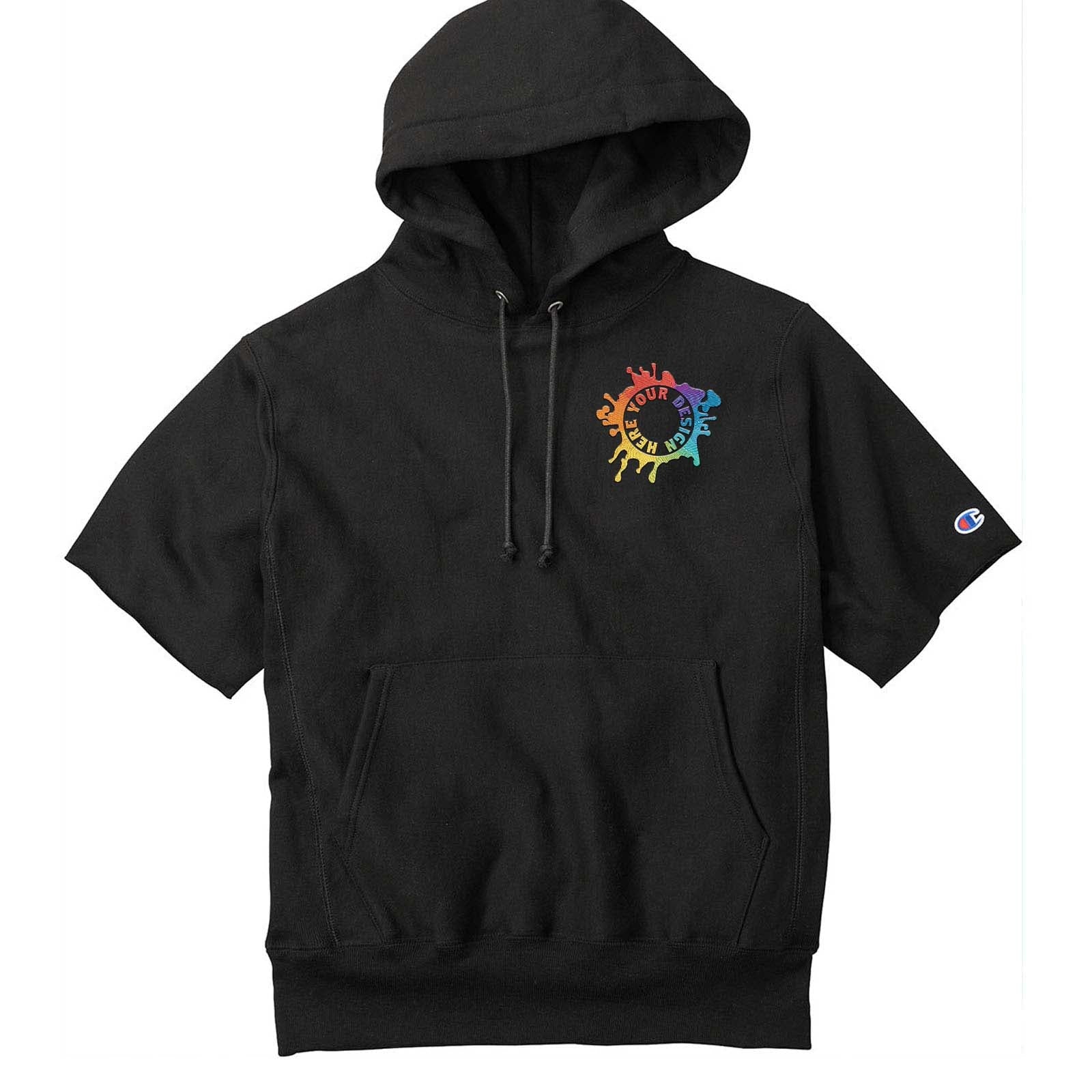 Champion ® Reverse Weave ® Short Sleeve Hooded Sweatshirt Embroidery - Mato & Hash
