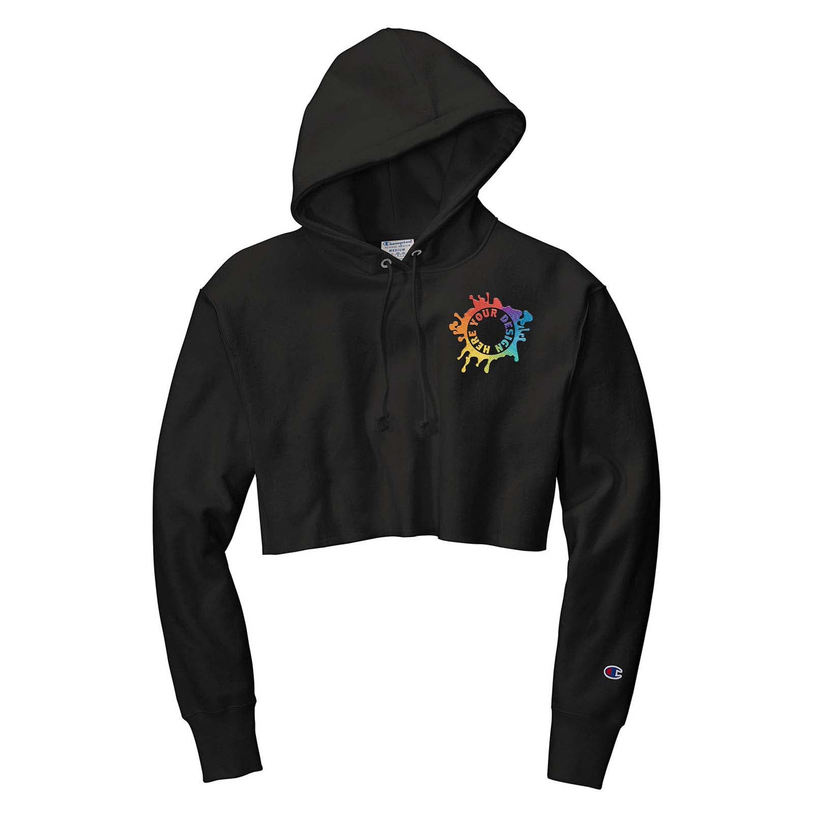 Champion ® Women’s Reverse Weave ® Cropped Cut-Off Hooded Sweatshirt Embroidery - Mato & Hash