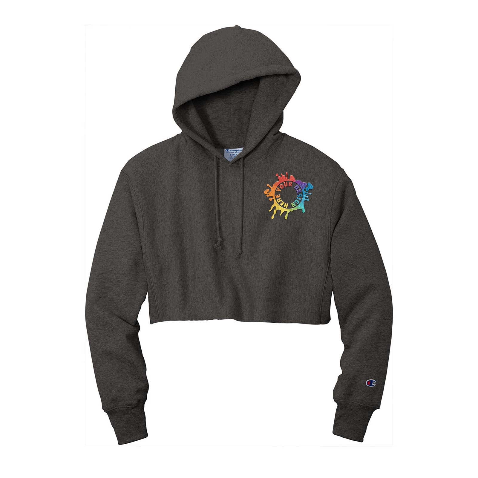 Champion ® Women’s Reverse Weave ® Cropped Cut-Off Hooded Sweatshirt Embroidery - Mato & Hash