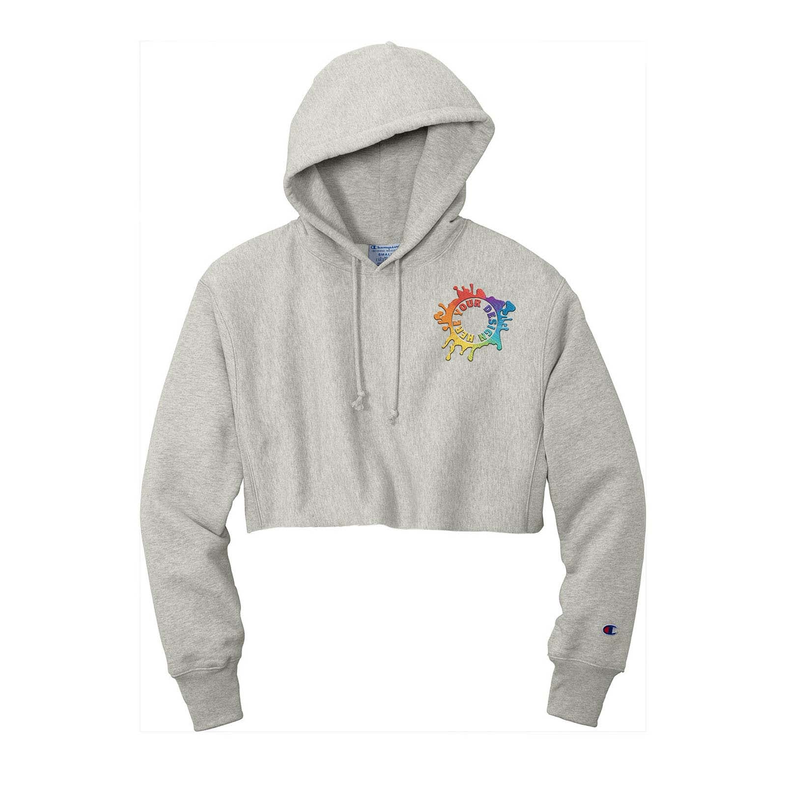 Champion ® Women’s Reverse Weave ® Cropped Cut-Off Hooded Sweatshirt Embroidery - Mato & Hash