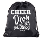 Cheer Diva - Zebra Bullhorn Polyester Drawstring Bag - Mato & Hash