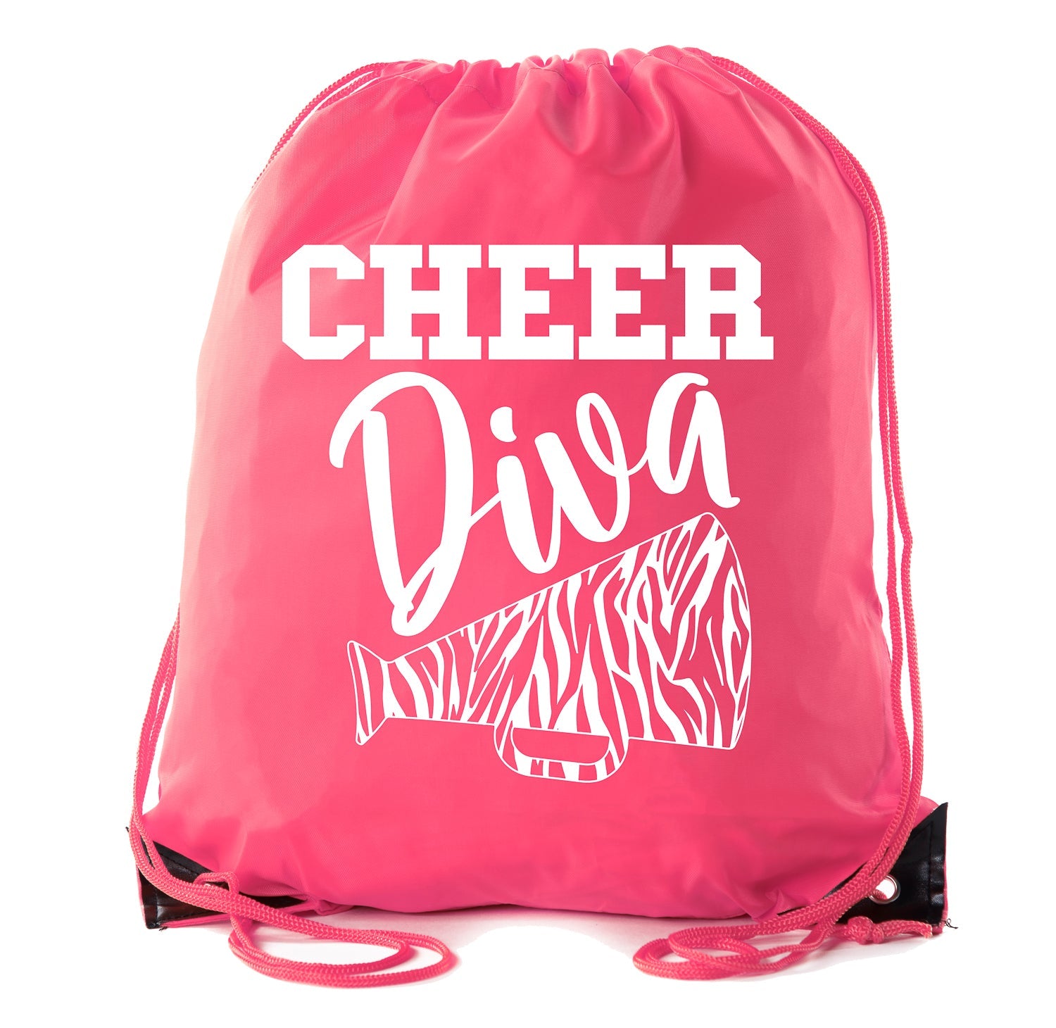 Cheer Diva - Zebra Bullhorn Polyester Drawstring Bag - Mato & Hash