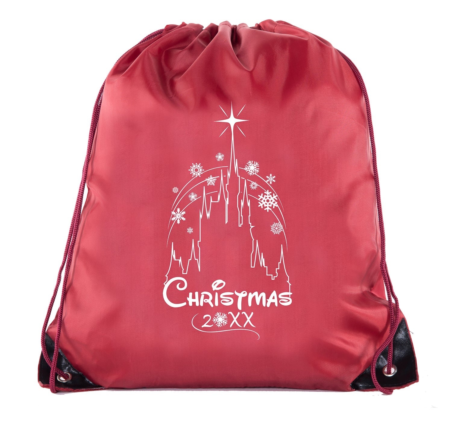 Christmas Castle Custom Year Polyester Drawstring Bag - Mato & Hash