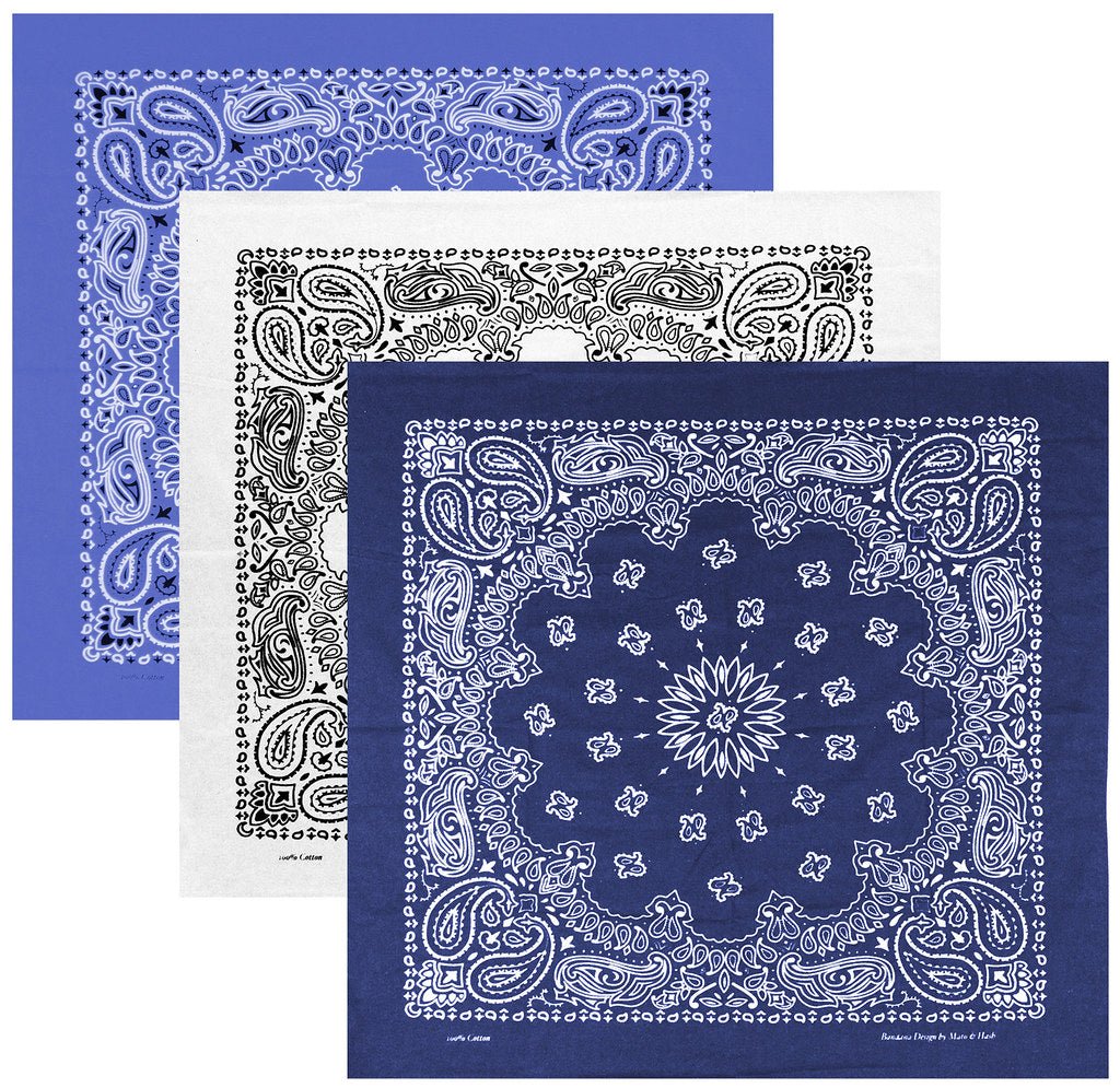 Classic Paisley or Solid Color 27" x 27" Bandanas - Mato & Hash