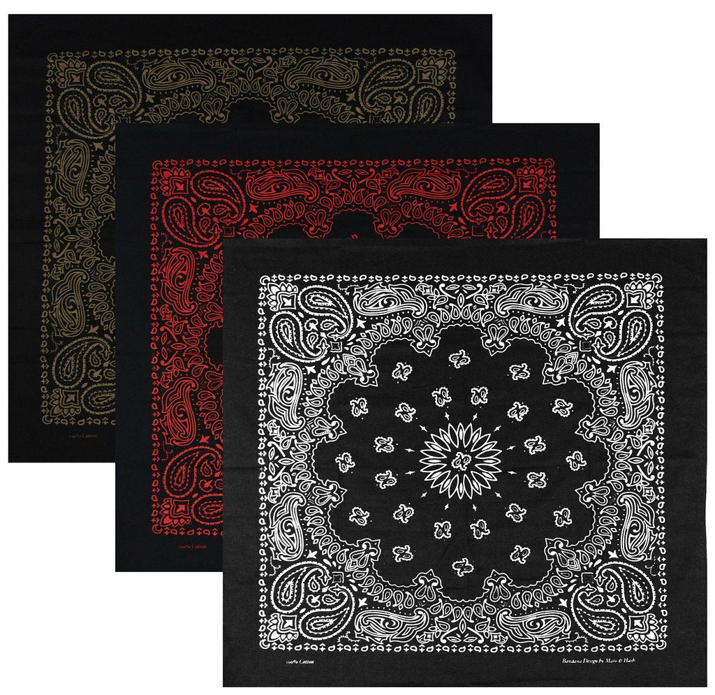 Classic Paisley or Solid Color 27" x 27" Bandanas - Mato & Hash