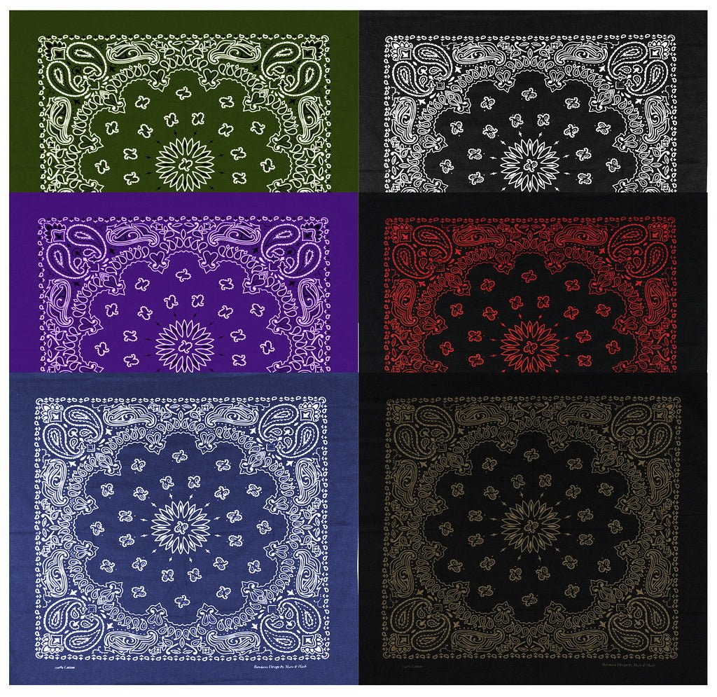 Classic Paisley or Solid Color 27" x 27" Bandanas - Mato & Hash