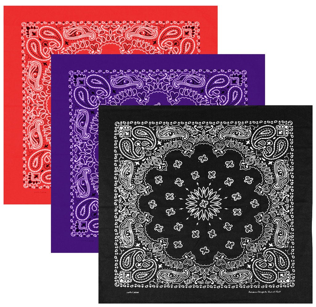Classic Paisley or Solid Color 27" x 27" Bandanas - Mato & Hash