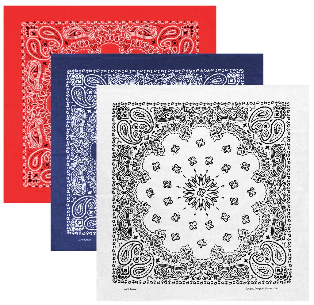 Classic Paisley or Solid Color 27" x 27" Bandanas - Mato & Hash