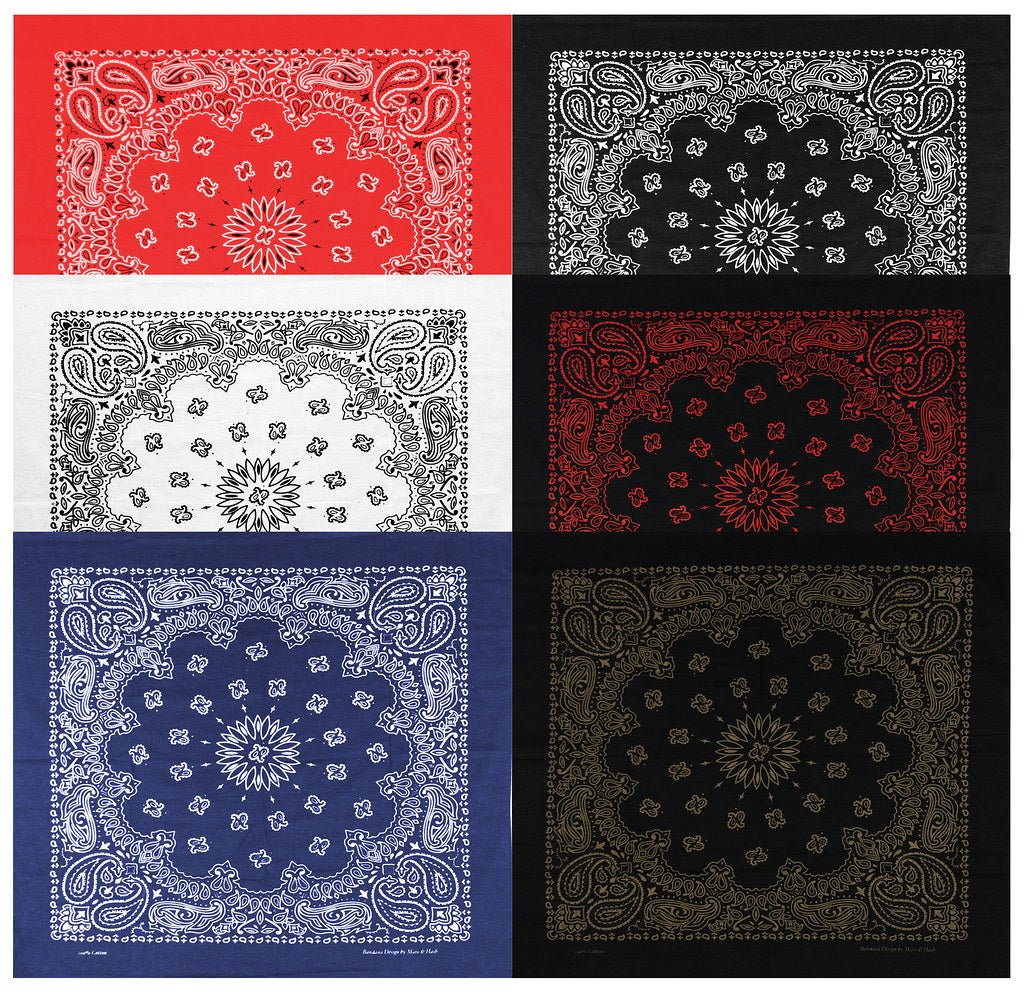 Classic Paisley or Solid Color 27" x 27" Bandanas - Mato & Hash