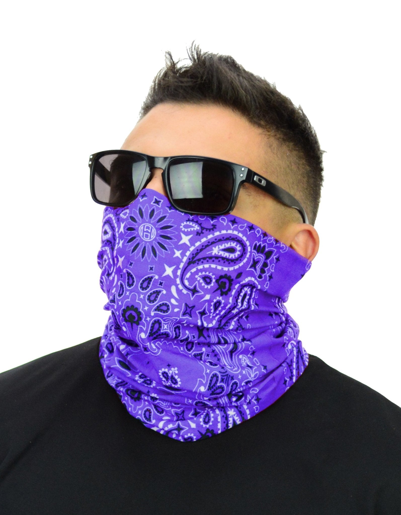 Classic Paisley or Solid Color Multifunctional Neck Gaiter Tube Bandana Face Cover - Mato & Hash