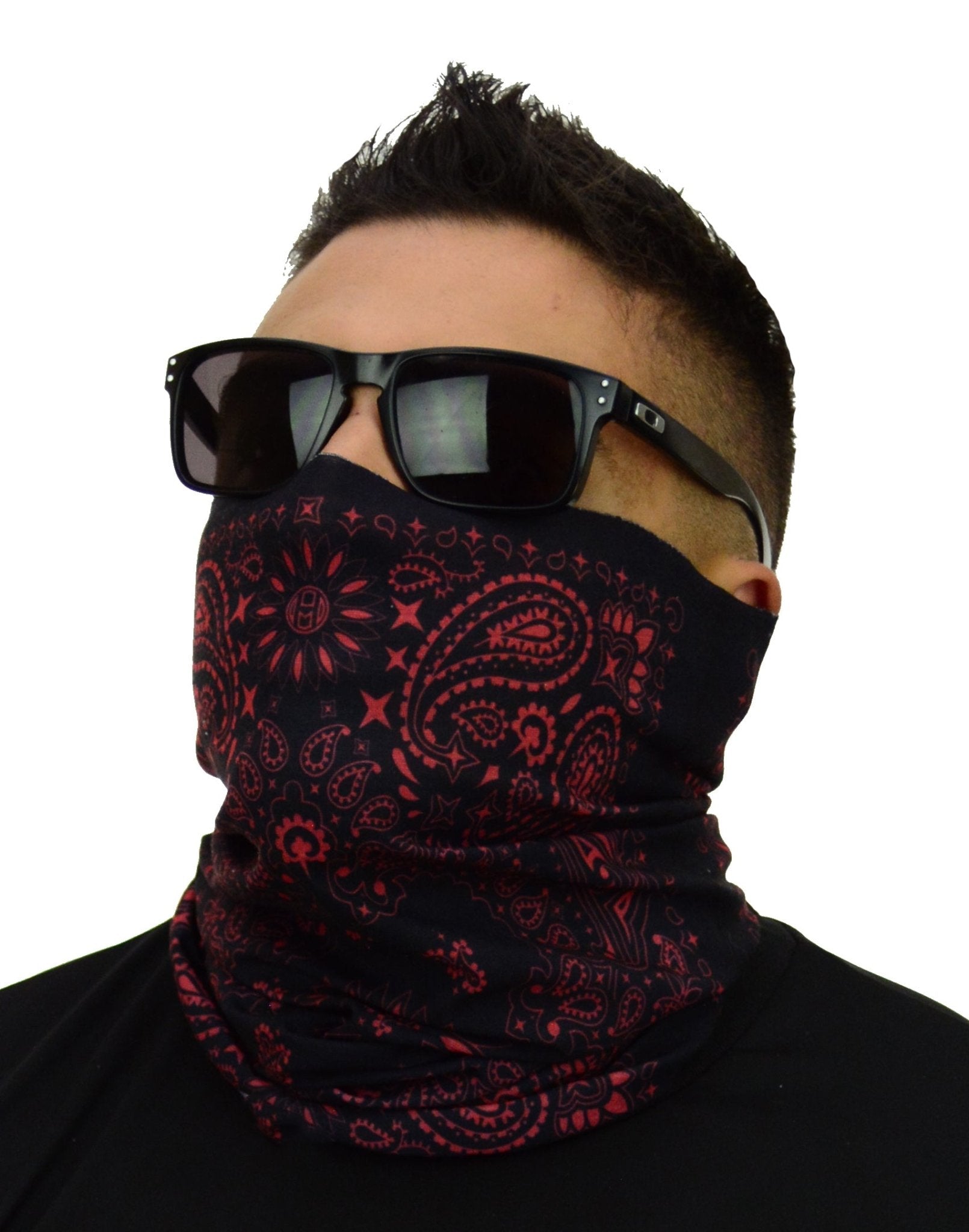 Classic Paisley or Solid Color Multifunctional Neck Gaiter Tube Bandana Face Cover - Mato & Hash