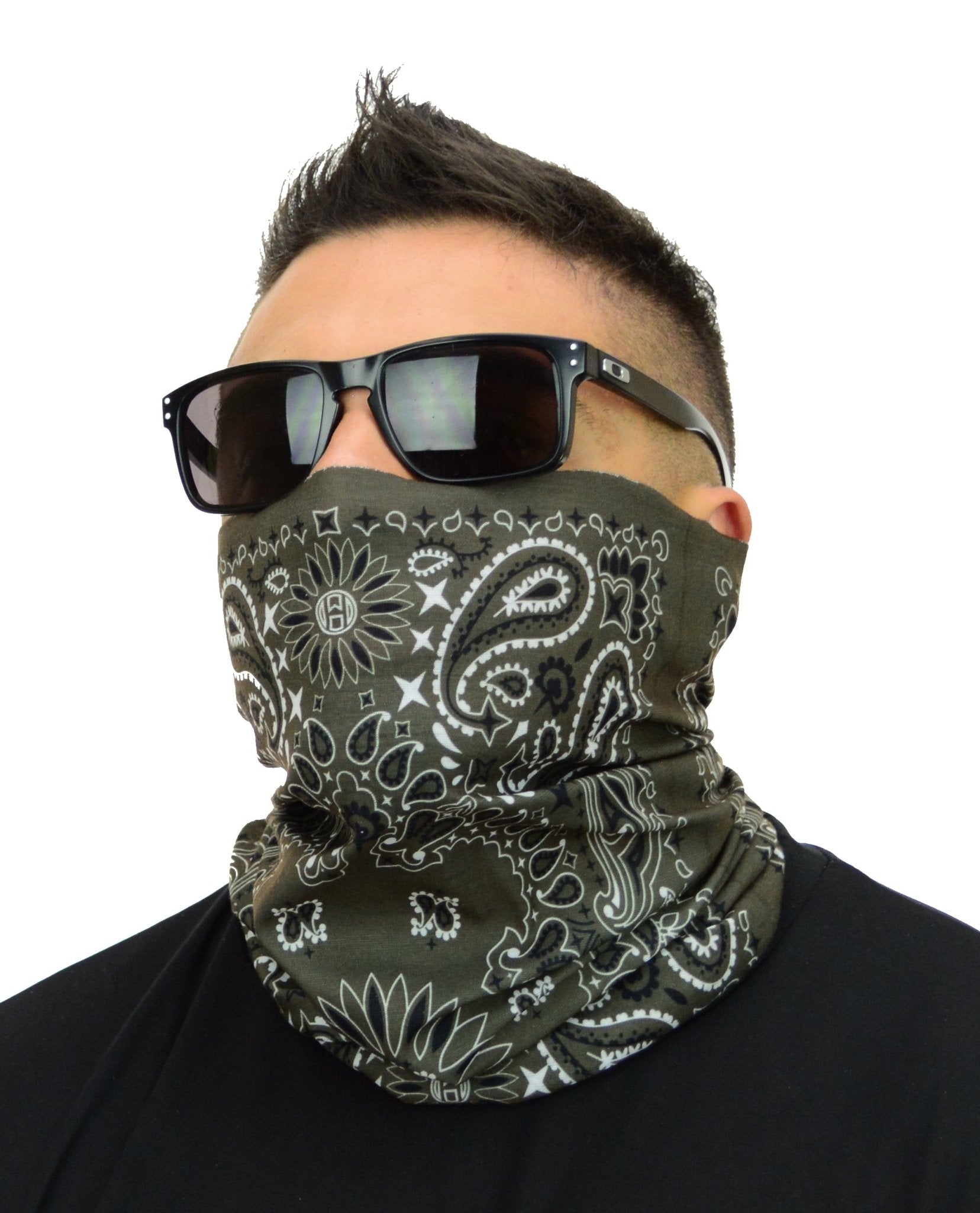 Classic Paisley or Solid Color Multifunctional Neck Gaiter Tube Bandana Face Cover - Mato & Hash