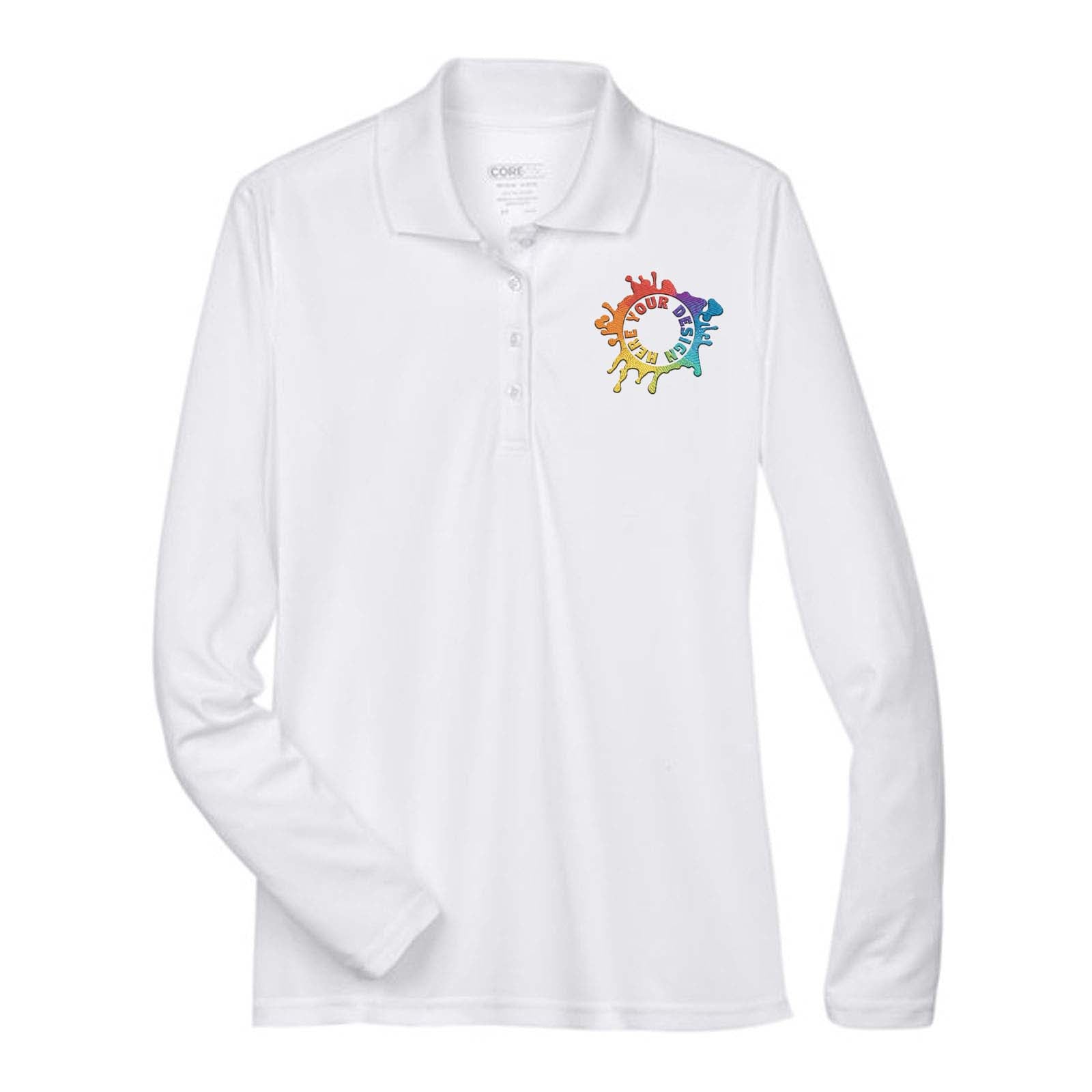 Core 365 Ladies' Pinnacle Performance Long-Sleeve Piqué Polo Embroidery - Mato & Hash