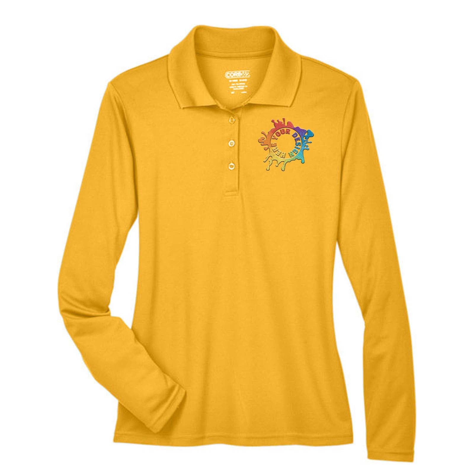 Core 365 Ladies' Pinnacle Performance Long-Sleeve Piqué Polo Embroidery - Mato & Hash