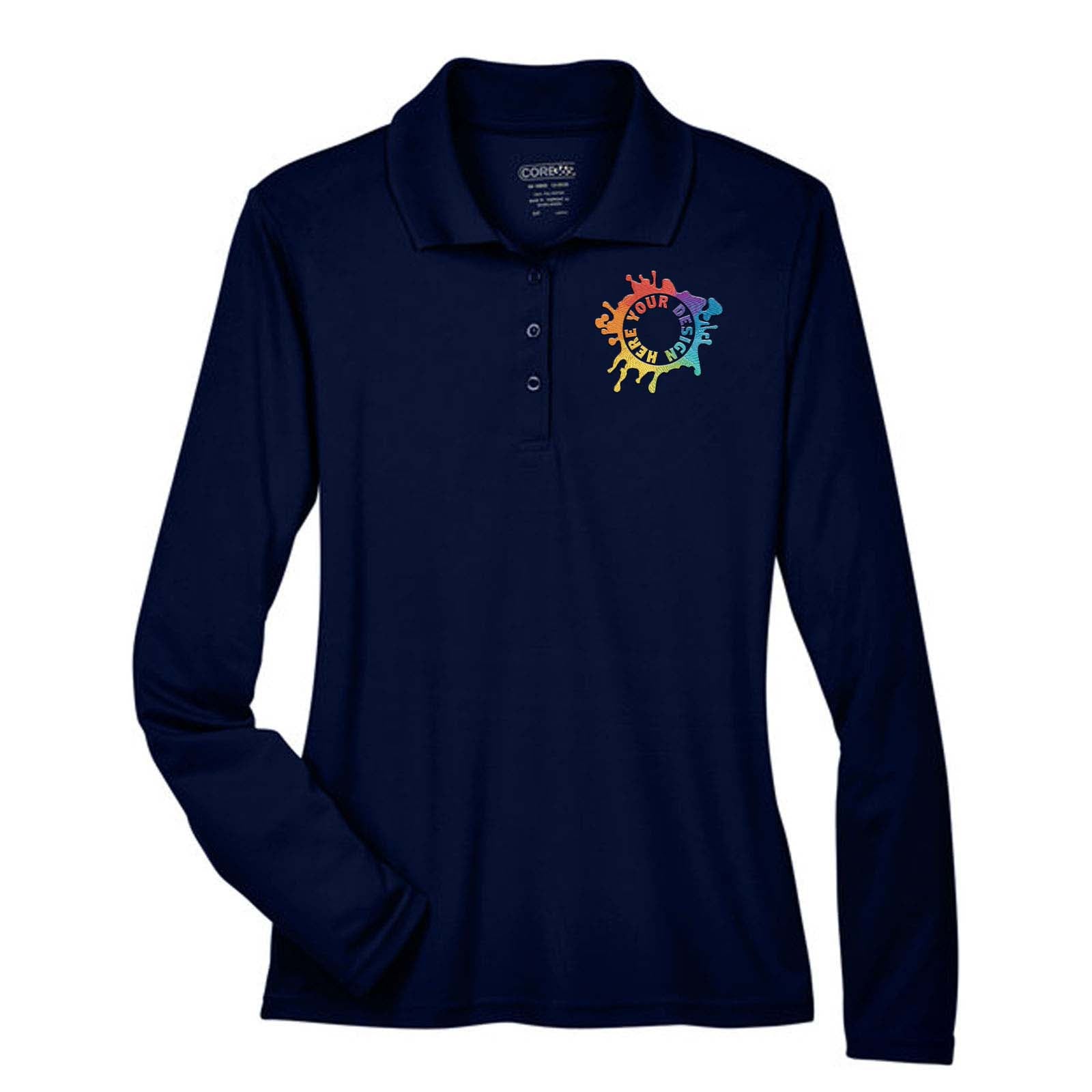 Core 365 Ladies' Pinnacle Performance Long-Sleeve Piqué Polo Embroidery - Mato & Hash