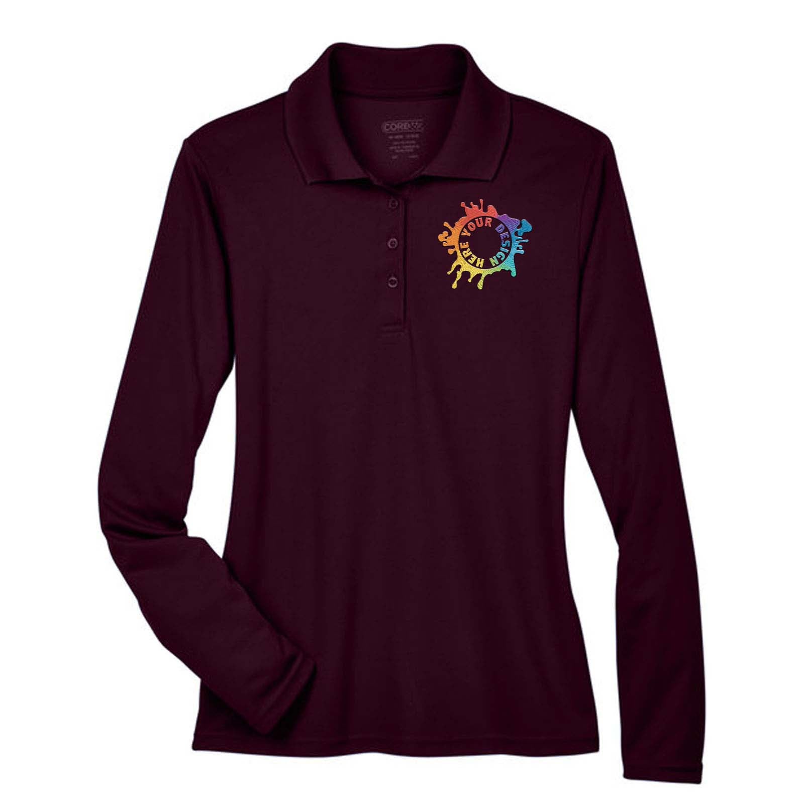 Core 365 Ladies' Pinnacle Performance Long-Sleeve Piqué Polo Embroidery - Mato & Hash