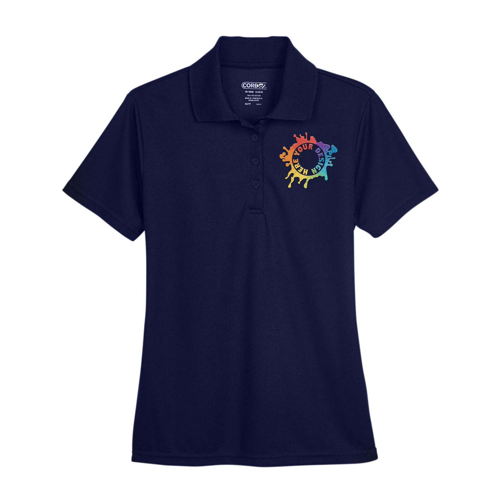 Core365 Ladies' Origin Performance 100% Polyester Piqué Polo T-Shirt Embroidery - Mato & Hash