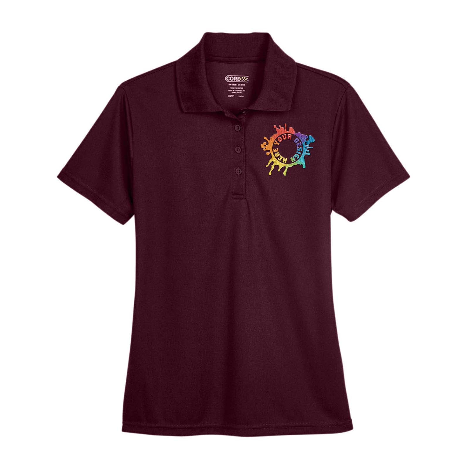 Core365 Ladies' Origin Performance 100% Polyester Piqué Polo T-Shirt Embroidery - Mato & Hash