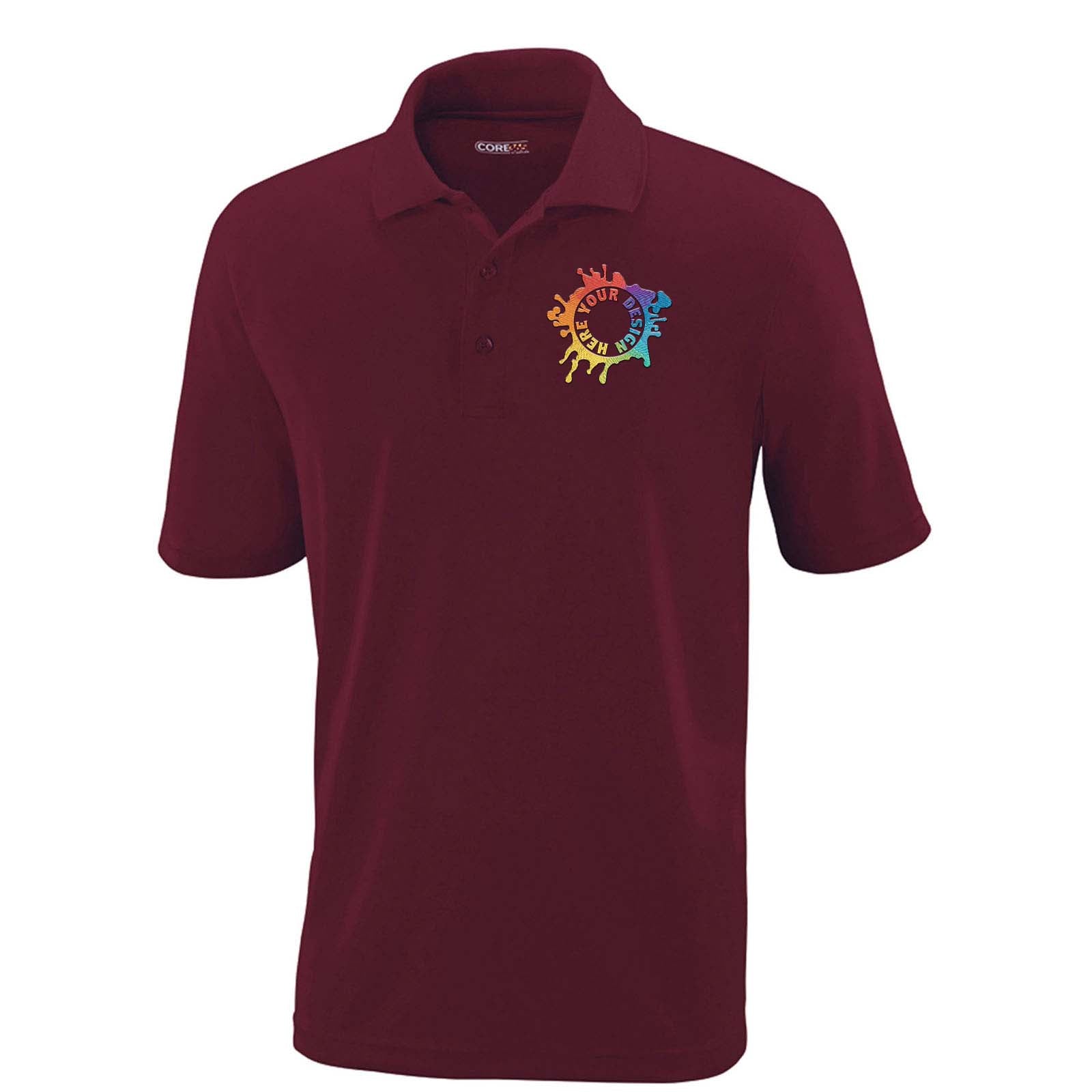 Core365 Men's Origin Performance 100% Polyester Piqué Polo T-Shirt Embroidery - Mato & Hash