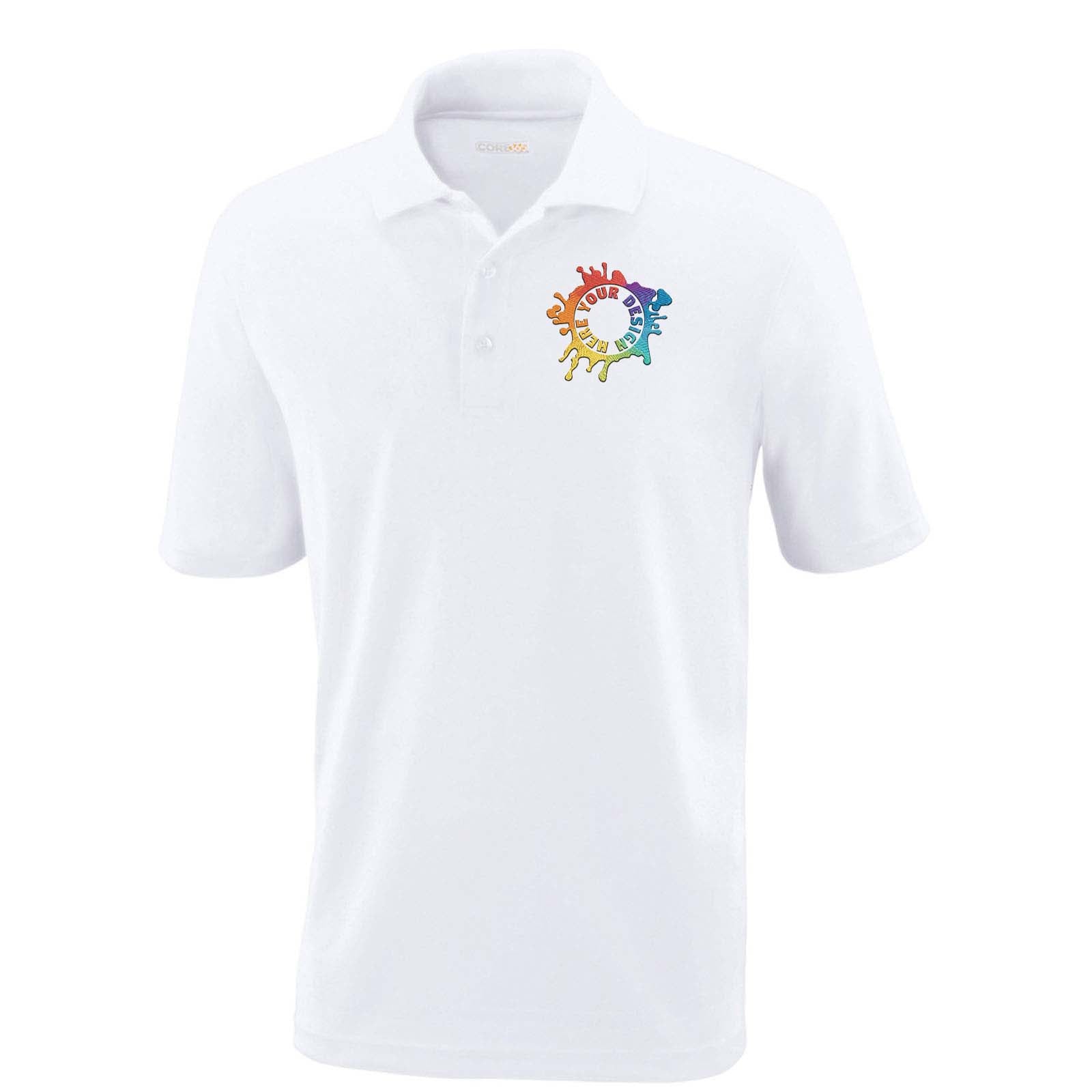 Core365 Men's Origin Performance 100% Polyester Piqué Polo T-Shirt Embroidery - Mato & Hash