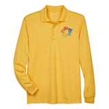 Core365 Men's Pinnacle Performance Polyester Long Sleeve Piqué Polo T-Shirt Embroidery - Mato & Hash