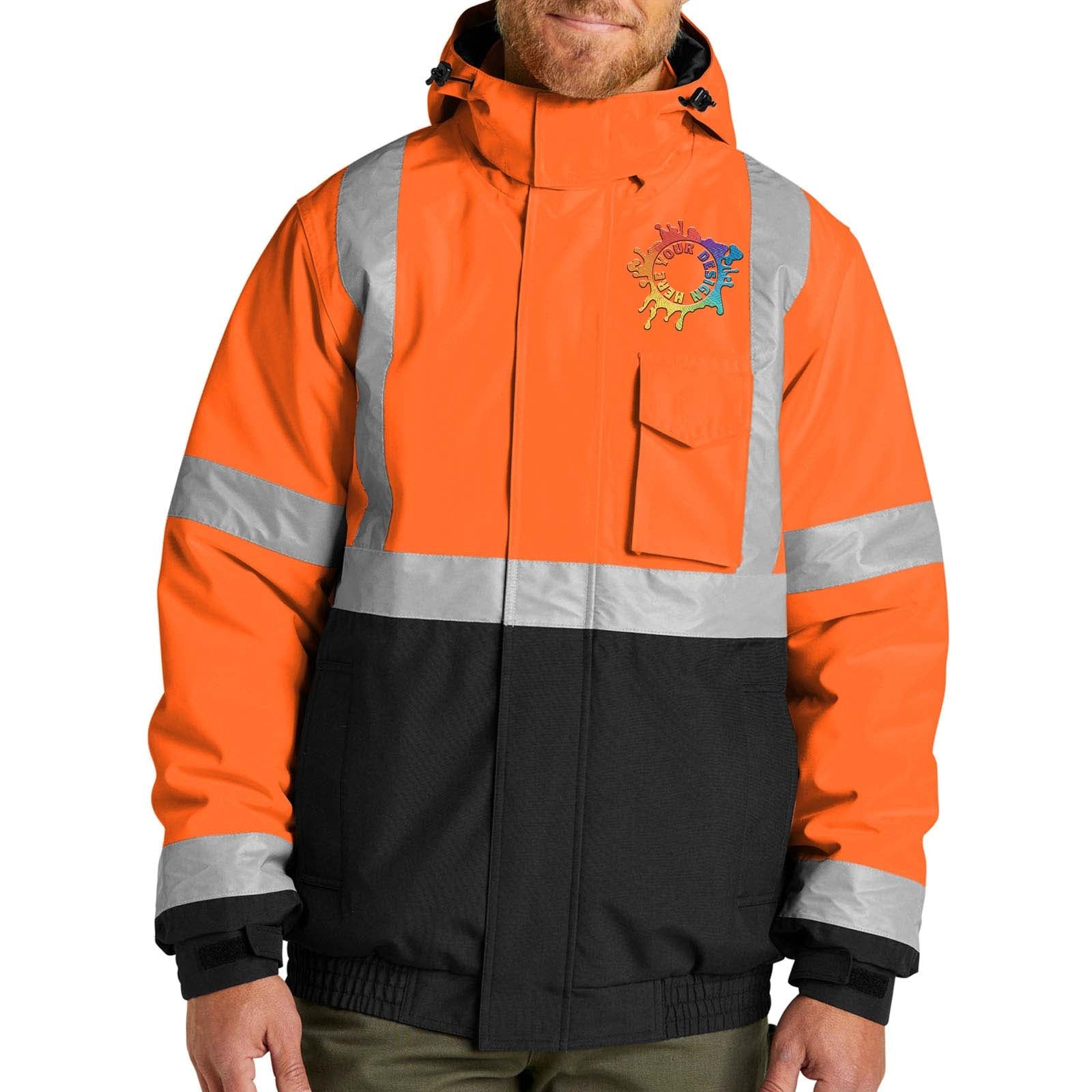 CornerStone® ANSI 107 Class 3 Economy Waterproof Insulated Bomber Jacket Embroidery - Mato & Hash