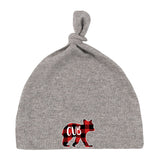 Cub Text in Buffalo Plaid Bear - Baby Hat w/ Adjustable Top Knot - Mato & Hash