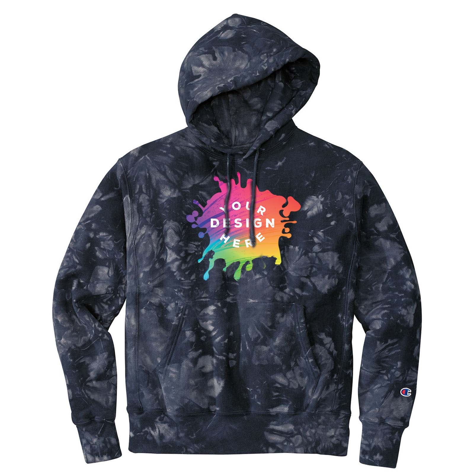 Custom Champion ® Reverse Weave ® Scrunch-Dye Tie-Dye Hooded Sweatshirt - Mato & Hash