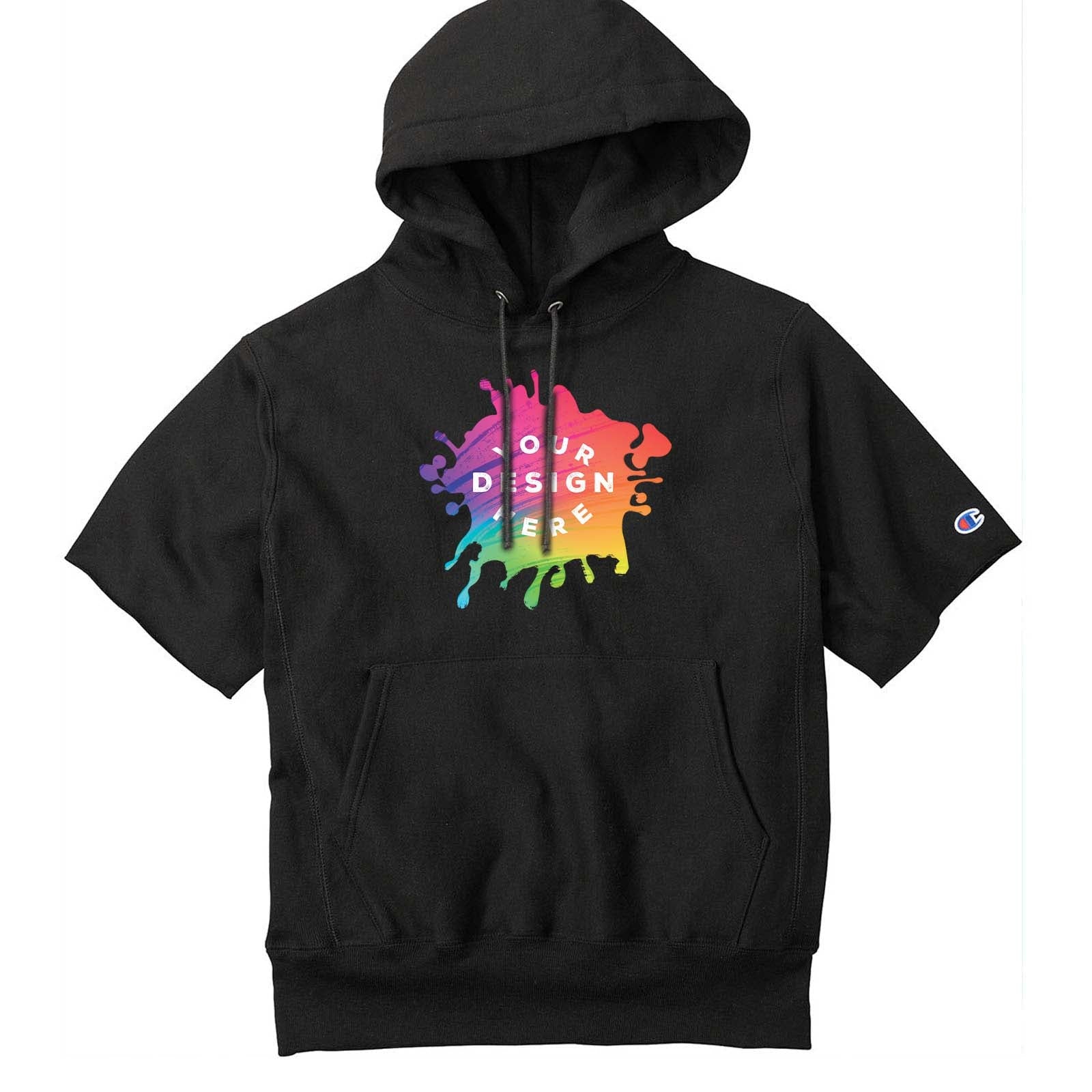 Custom Champion ® Reverse Weave ® Short Sleeve Hooded Sweatshirt - Mato & Hash
