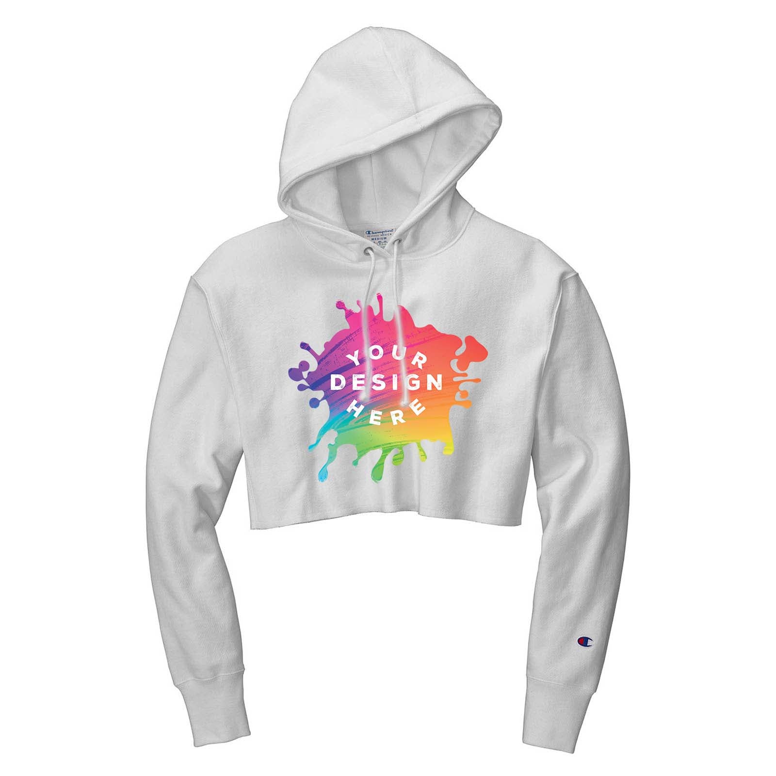 Custom Champion ® Women’s Reverse Weave ® Cropped Cut-Off Hooded Sweatshirt - Mato & Hash