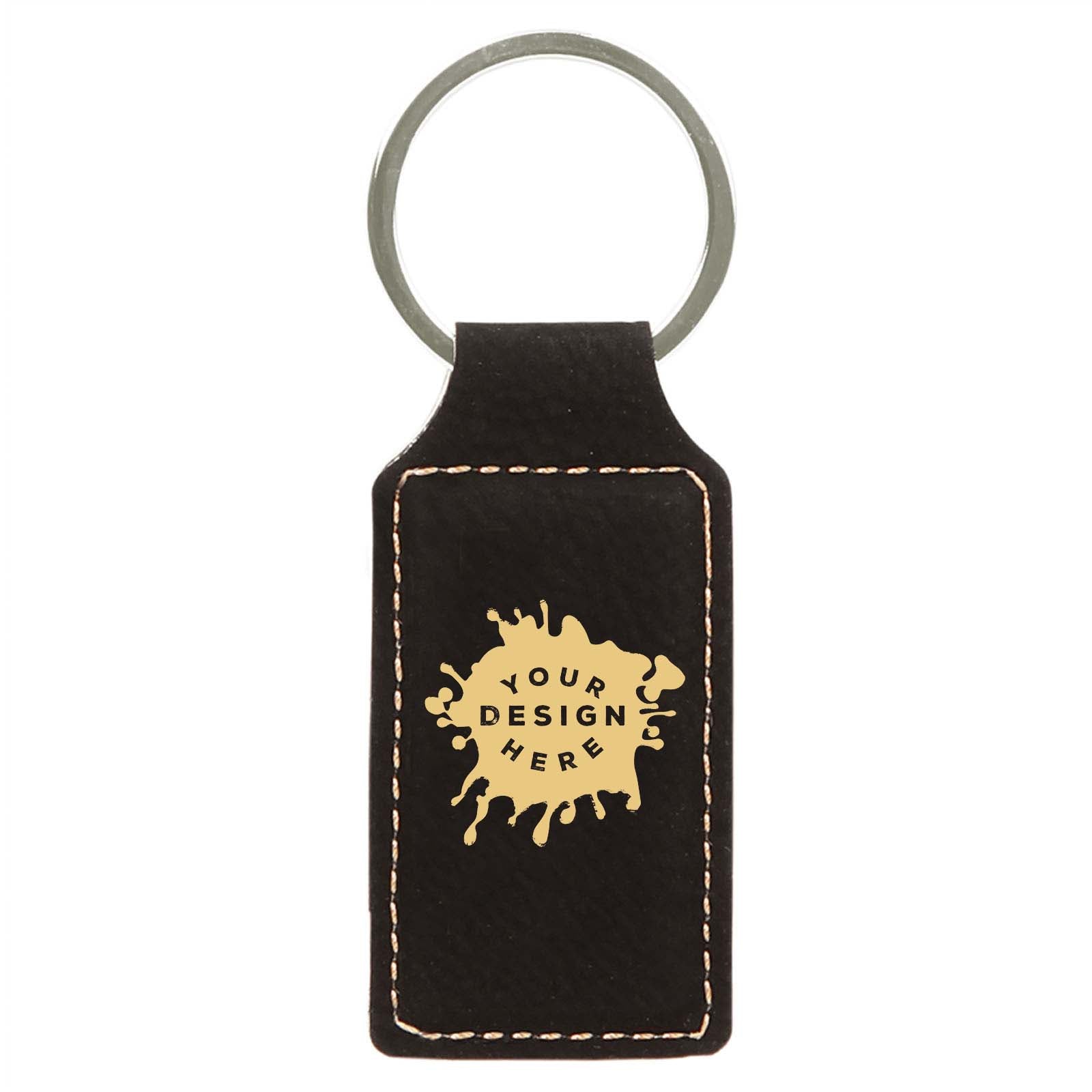 Custom-Engraved Leatherette Rectangle Keychain - Mato & Hash