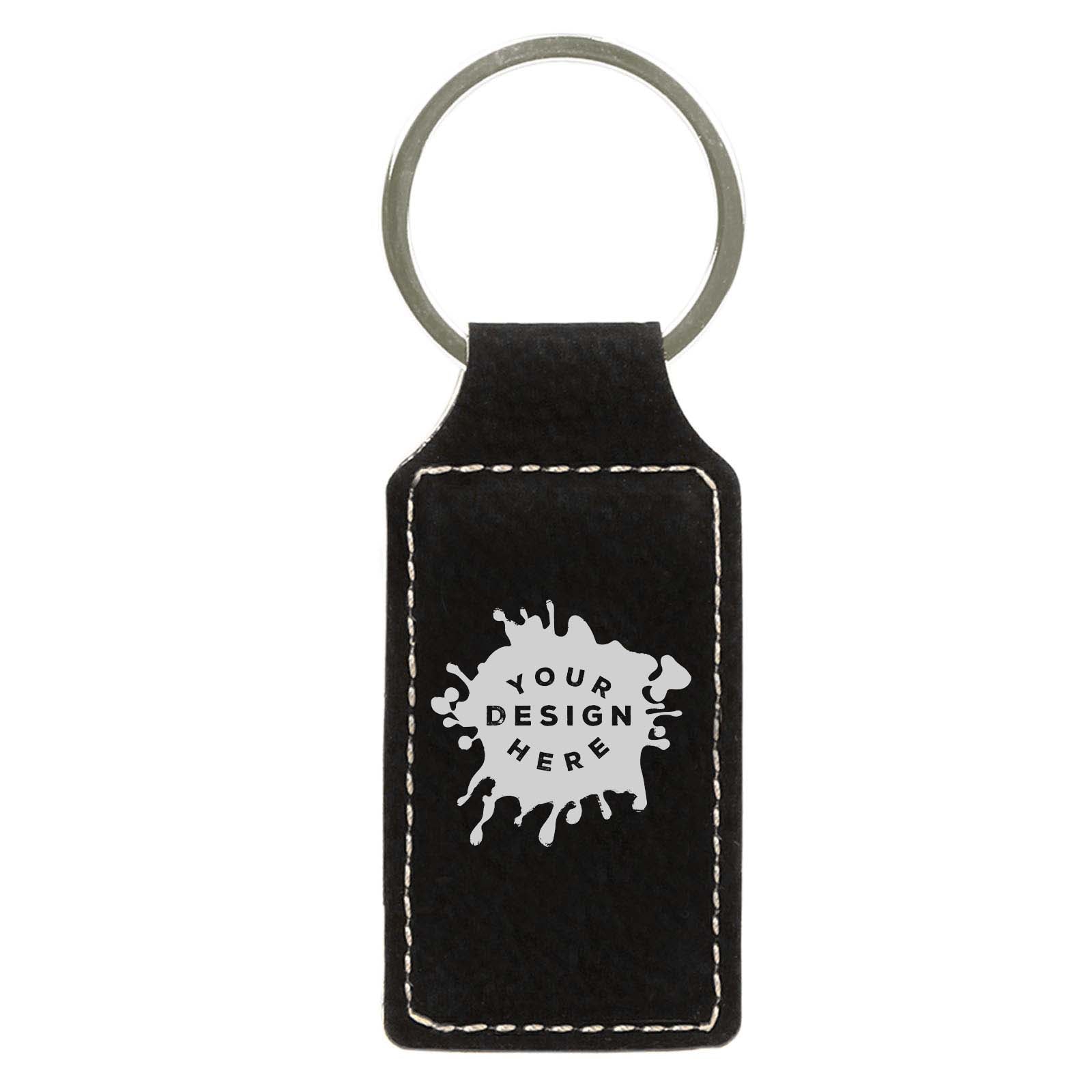 Custom-Engraved Leatherette Rectangle Keychain - Mato & Hash