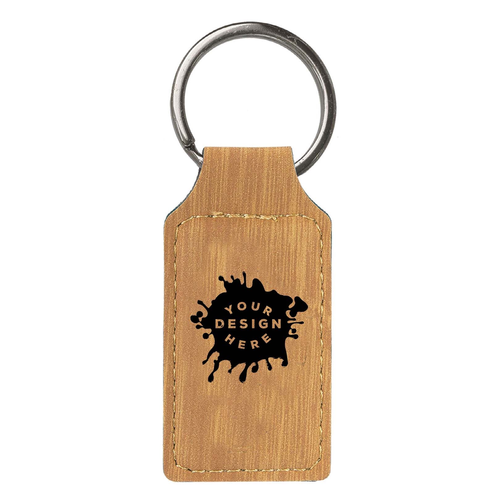 Custom-Engraved Leatherette Rectangle Keychain - Mato & Hash