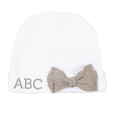 Custom Initials - Embroidered Baby Hat w/ Contrasting Bow - Mato & Hash
