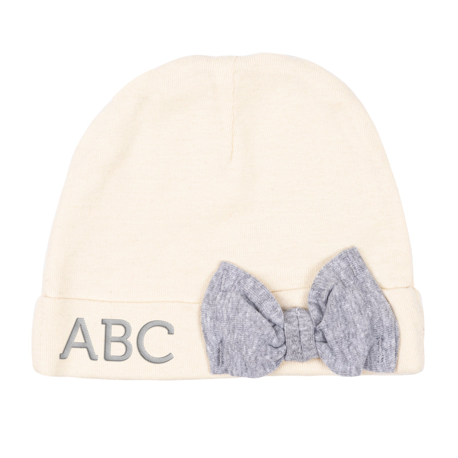 Custom Initials - Embroidered Baby Hat w/ Contrasting Bow - Mato & Hash