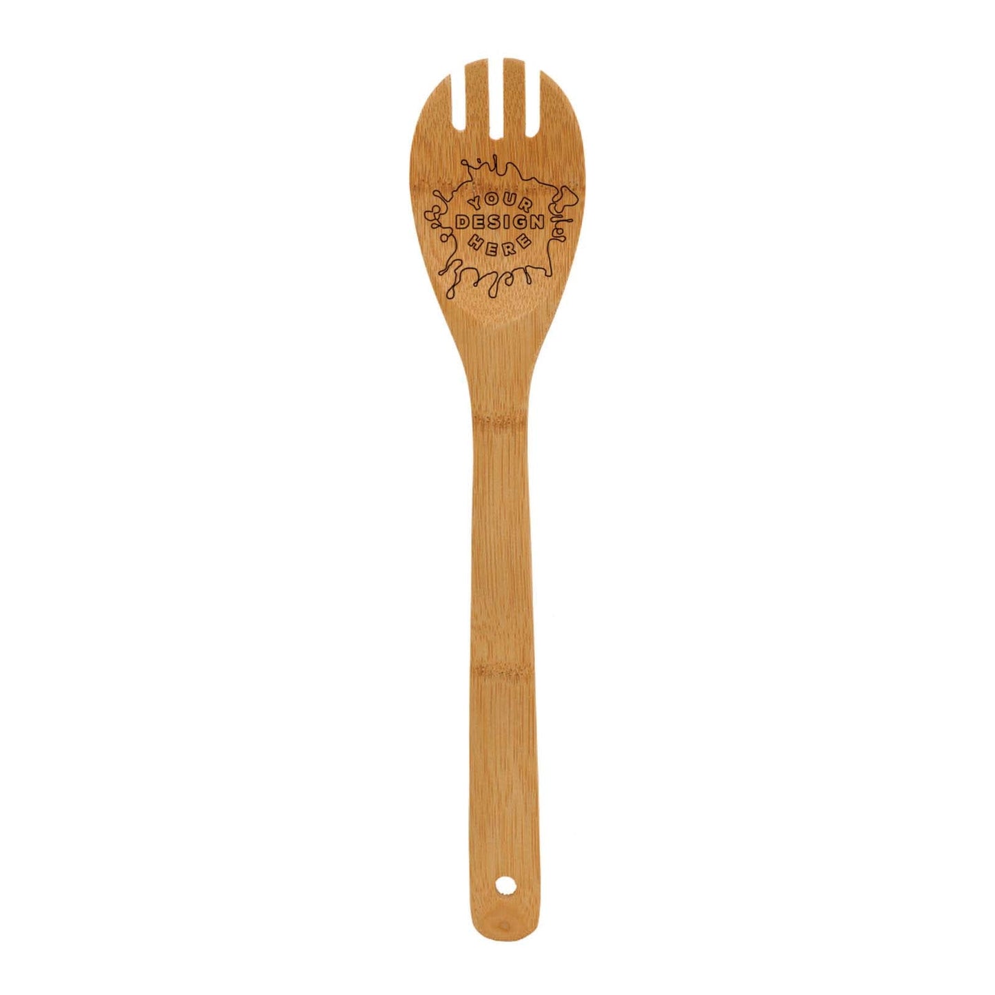 Custom Laser Engraved 12" Bamboo Salad Spork - Mato & Hash
