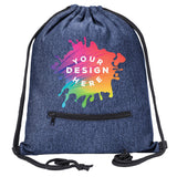 Custom Mélange Drawstring Gym Bag With Zipper Pocket - Mato & Hash
