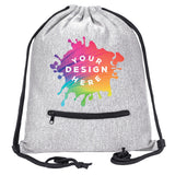 Custom Mélange Drawstring Gym Bag With Zipper Pocket - Mato & Hash