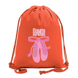 Custom Name and Ballerina Dance Shoes Cotton Drawstring Bag - Mato & Hash