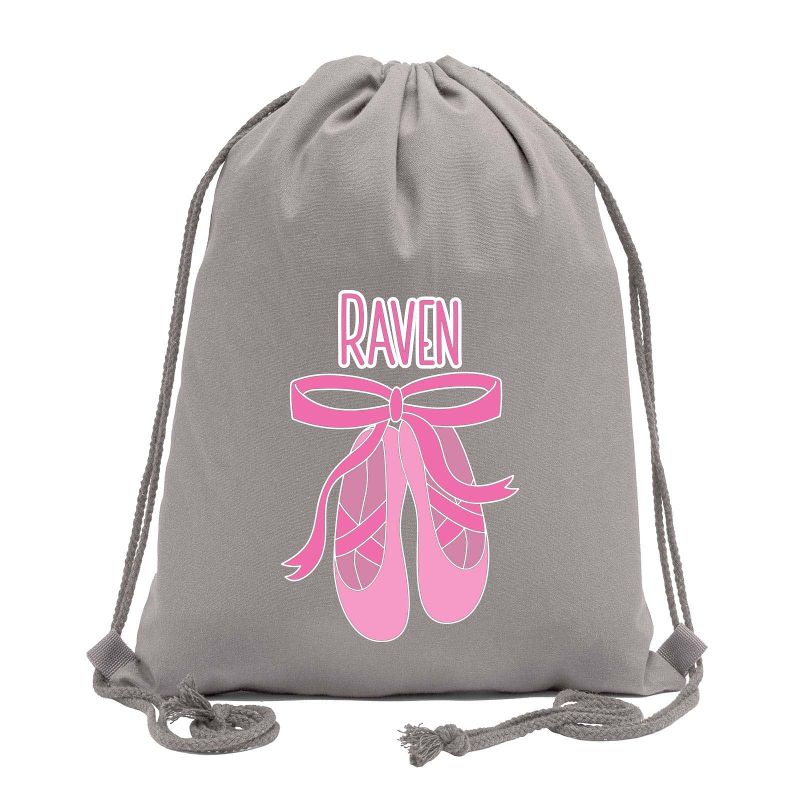Custom Name and Ballerina Dance Shoes Cotton Drawstring Bag - Mato & Hash