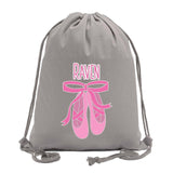 Custom Name and Ballerina Dance Shoes Cotton Drawstring Bag - Mato & Hash