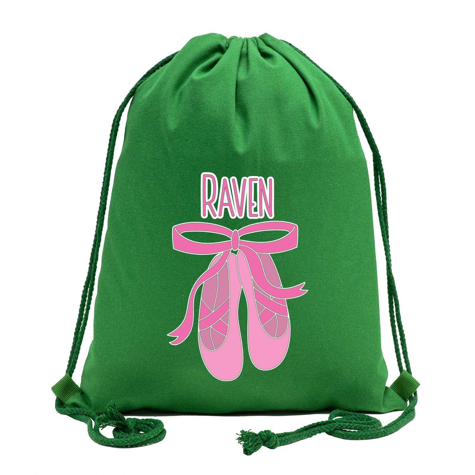 Custom Name and Ballerina Dance Shoes Cotton Drawstring Bag - Mato & Hash