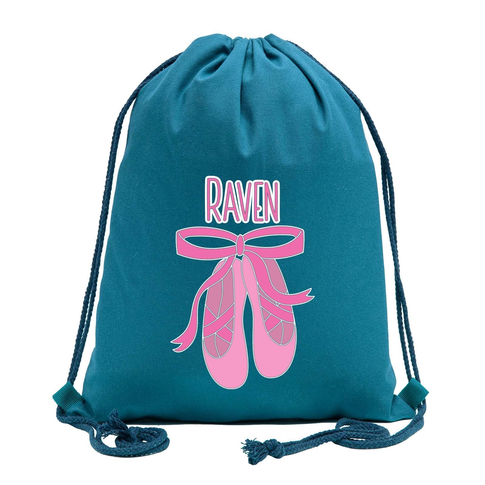 Custom Name and Ballerina Dance Shoes Cotton Drawstring Bag - Mato & Hash