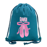 Custom Name and Ballerina Dance Shoes Cotton Drawstring Bag - Mato & Hash