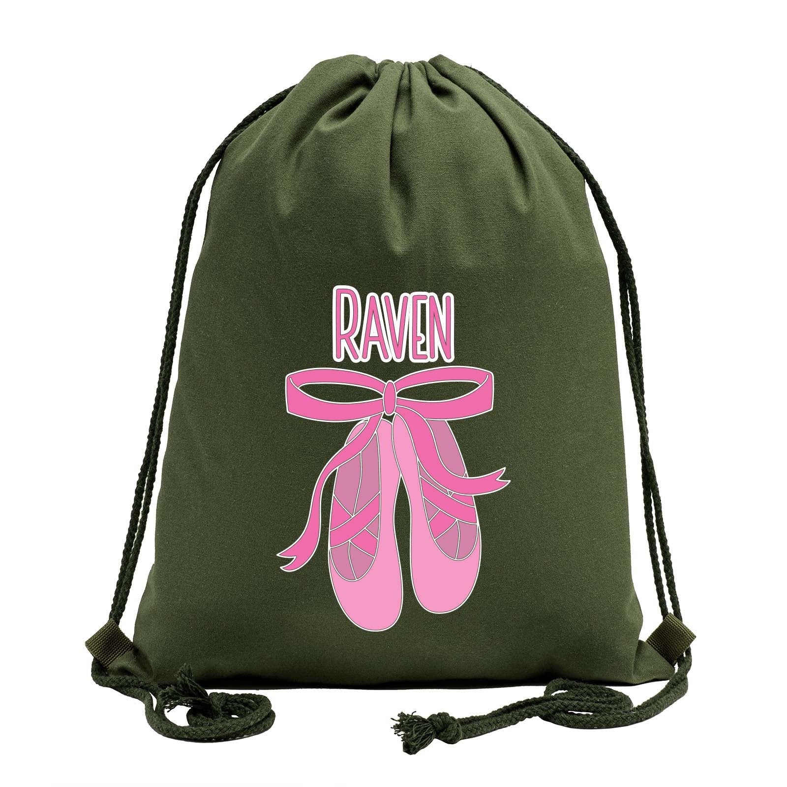Custom Name and Ballerina Dance Shoes Cotton Drawstring Bag - Mato & Hash