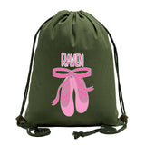 Custom Name and Ballerina Dance Shoes Cotton Drawstring Bag - Mato & Hash