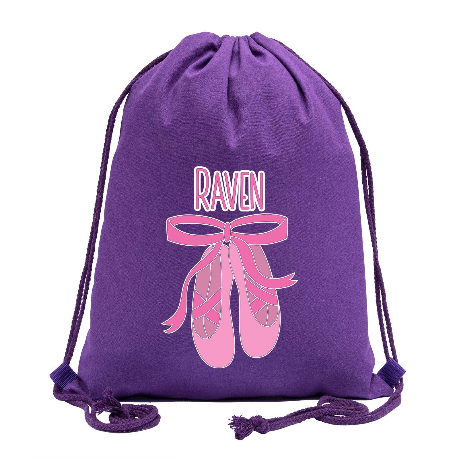Custom Name and Ballerina Dance Shoes Cotton Drawstring Bag - Mato & Hash